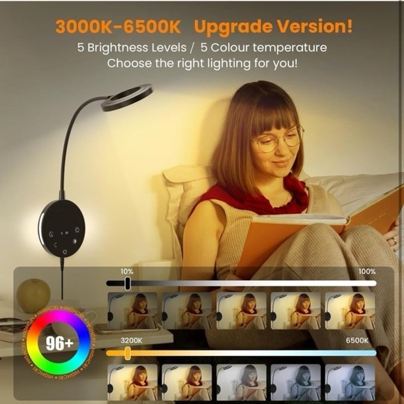 New Wall Mounted Reading Light,Bedside Headboard Lights with 5 Color Temperature - Picture 7 of 9